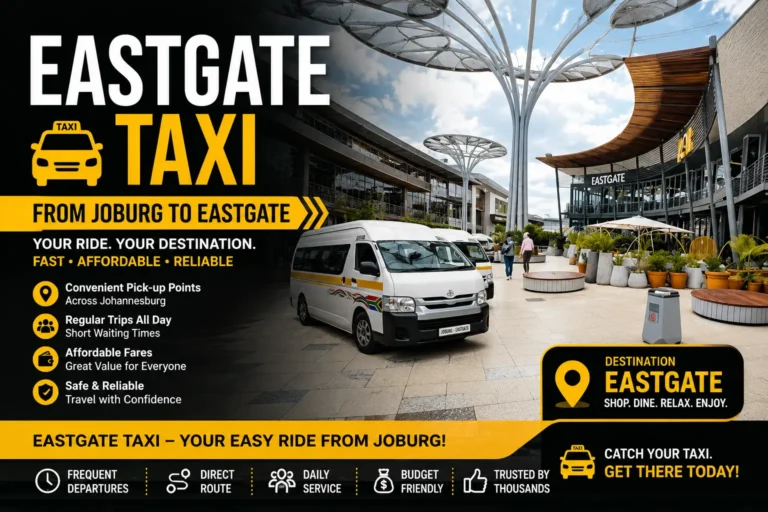 Joburg to Eastgate taxi route from Johannesburg CBD to Eastgate Mall